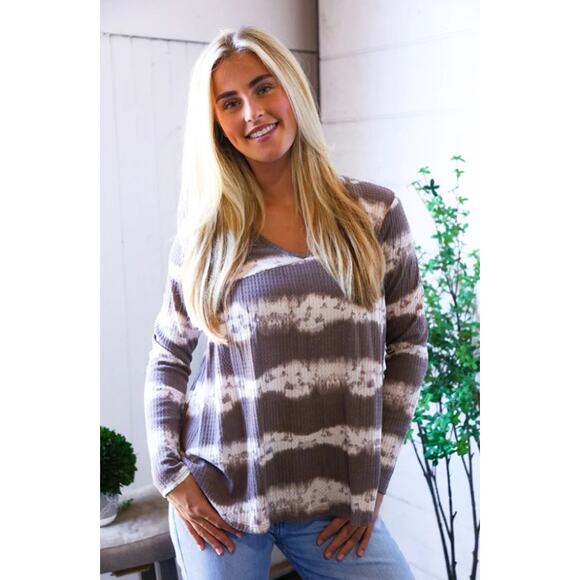 Viamor THERMAL TIE DYE BABYDOLL TOP - Picture 3 of 5